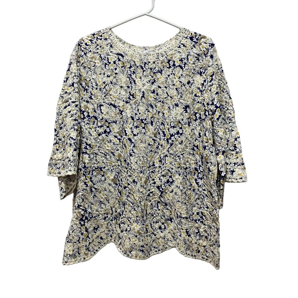 Solitaire by Ravi Khosla Floral Embroidery Top Size Large NWT BOHO